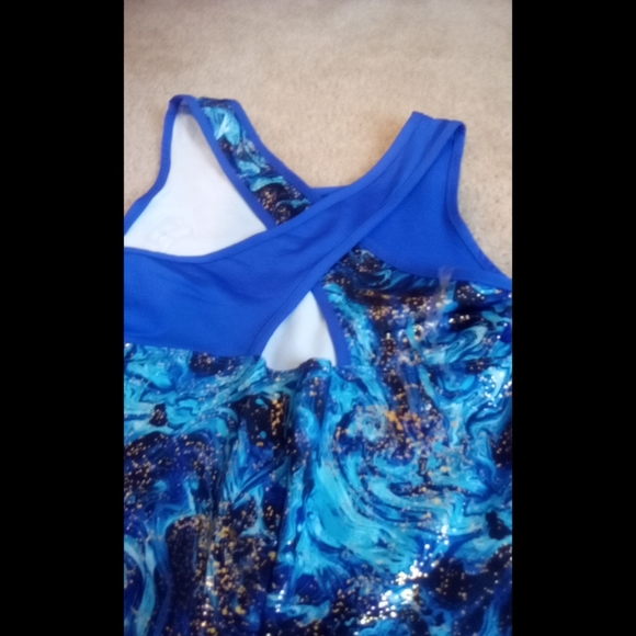 Blue and gold kids jumpsuit thatcome with hair tie - Picture 4 of 4